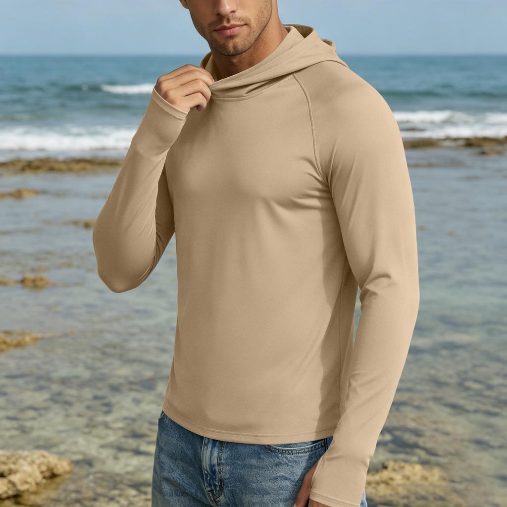 Herren UPF50 Plus Sonnenschutz Hoodie Schnelltrocknend Langarm Leichter Pullover für Outdoor-Aktivitäten Sport Reisen