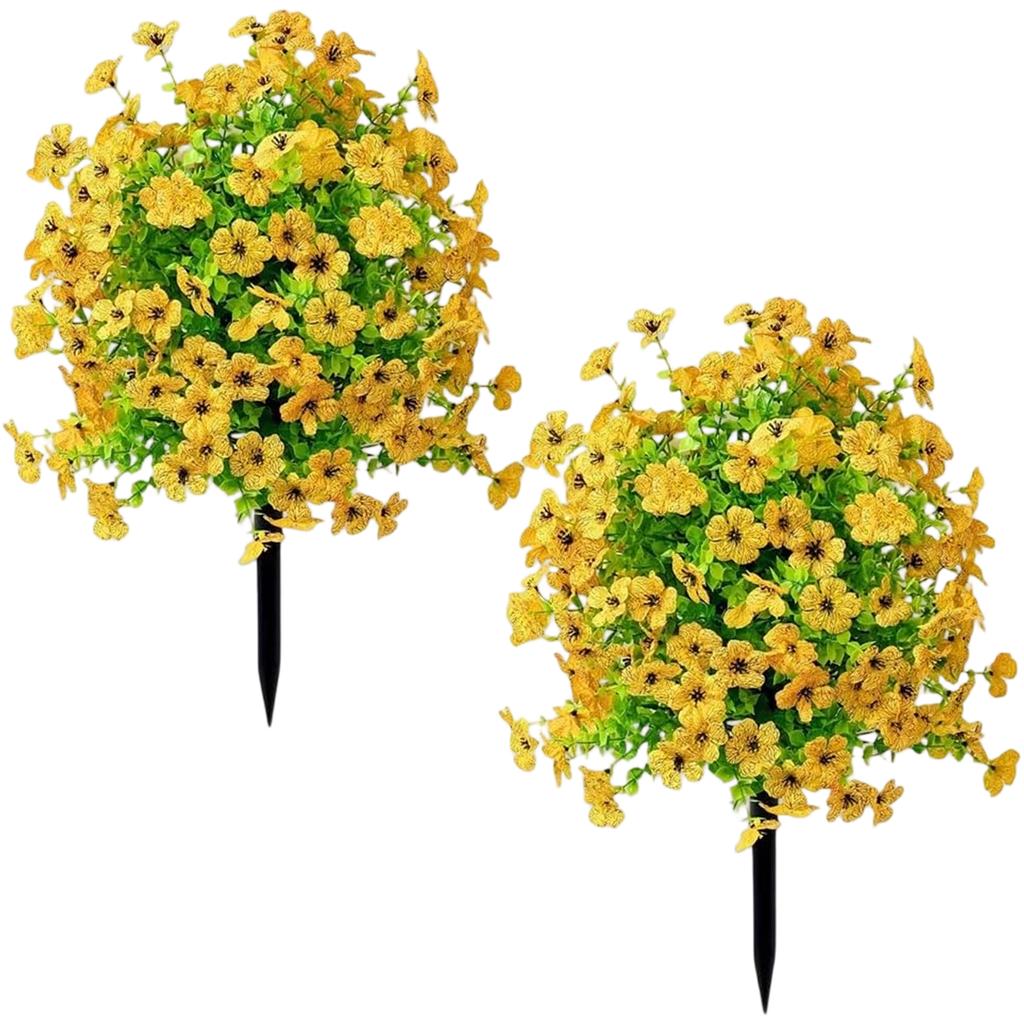 2Pcs 23.62 in Artificial Flower with Ground Stake Faux Flower Garden Stakes Easy Install for Porch Patio Balcony Planter Yard
