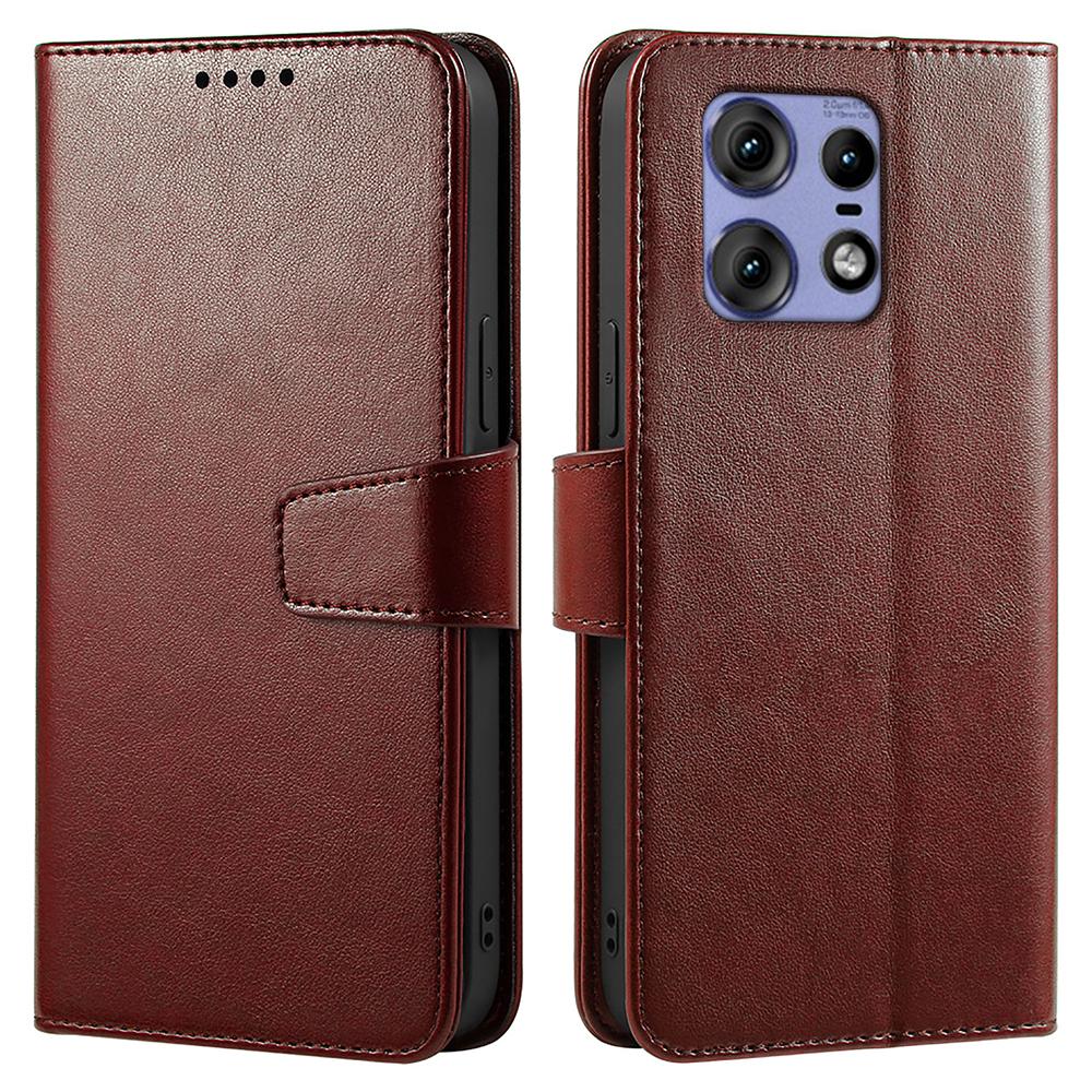 

For Motorola Edge 50 Pro 5G Case Stand Card Holder Wallet Leather Phone Cover Brown
