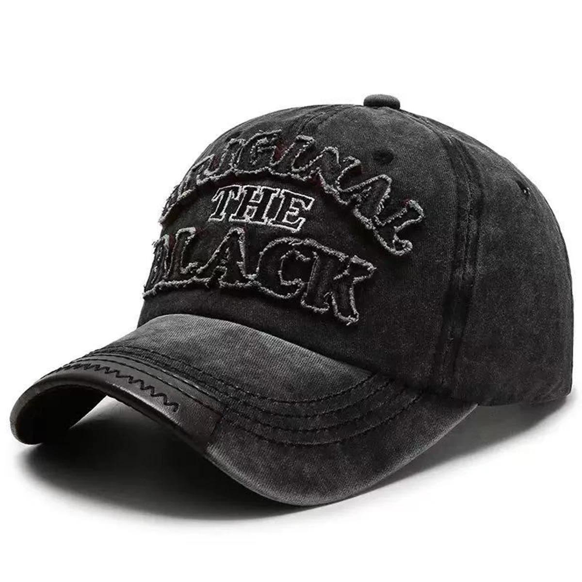 

Unisex The BLACK Water Wash Embroidery Baseball Caps Spring Autumn Outdoor Adjustable Casual Hats Sunscreen Hat Sports Cap чорний