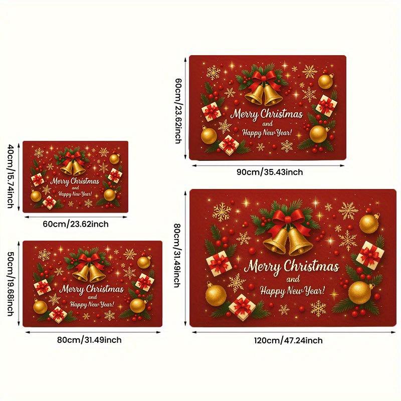 1Pcs Anti Fatigue Kitchen Rugs Christmas Golden Bells Waterproof Non-Slip Thick Cushioned Kitchen Mat Heavy Duty Comfort Standing Mat for Kitchen