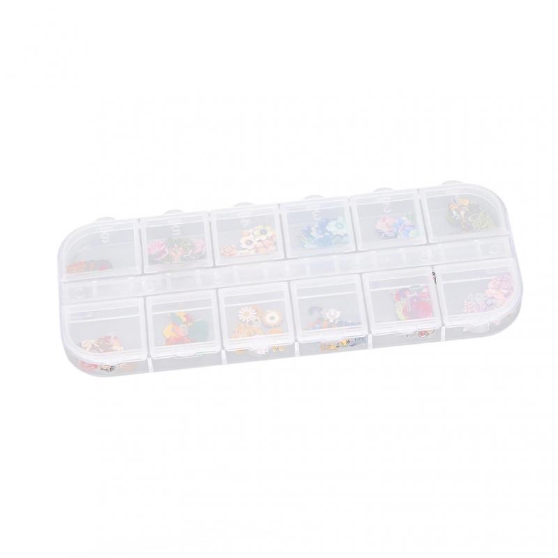 12 Grids Mixed Nail Stickers Delicate Decorative 3D Slices Colorful Flowers Art DIY Long Lasting Stickers