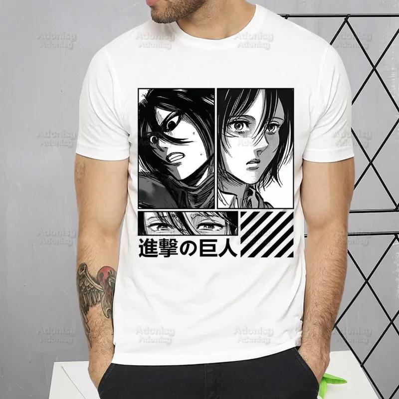 Shingeki No Kyojin T Shirt Men Short Sleeve Attack On Titan Tshirt Homme Manga Unisex Mikasa Eren Yeager Liberty T-shirt Tees