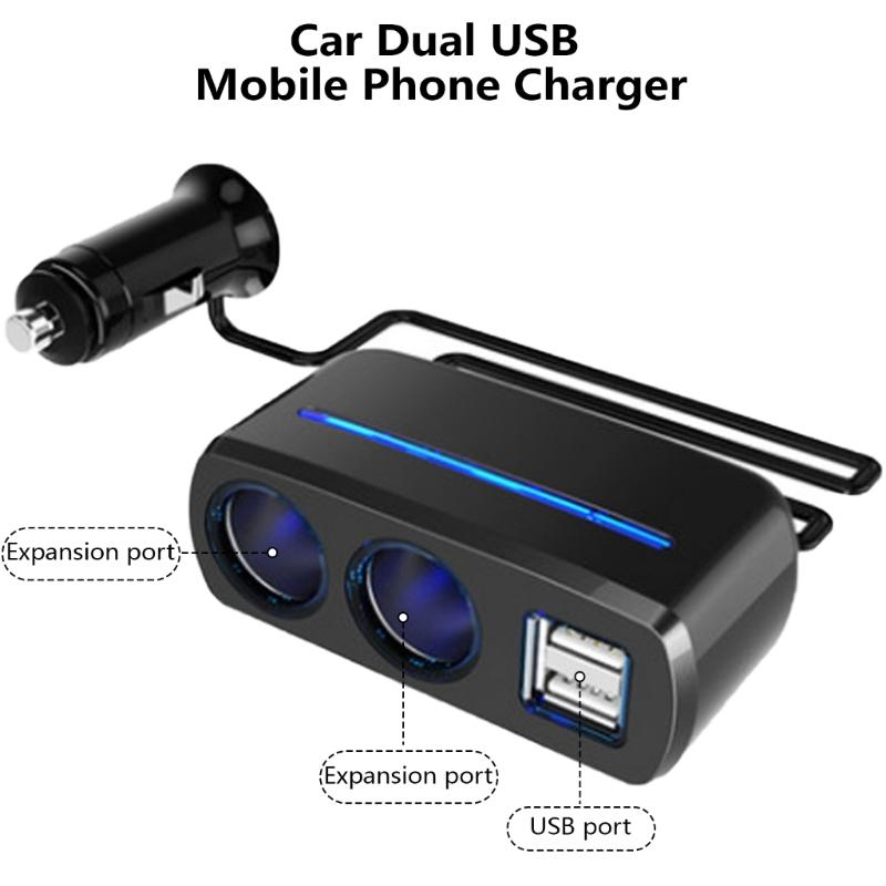 Car Socket, 2-hole Car Charger 80W Fast Charging Splitters Adapter Cord for 12V-24V Trucks SUV