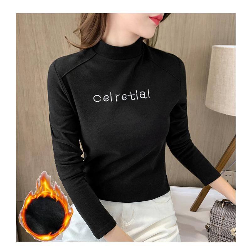Half High Collar Undershirt Long Sleeved T-shirt Women's Top