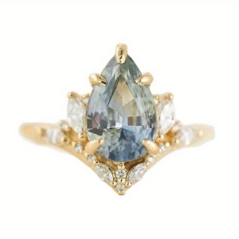 1Pc Fashionable, Simple and Atmospheric Sea Blue Synthetic Zircon