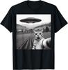 Cat Selfie with Alien UFO Funny Cat Gifts for Men Women T-Shirt