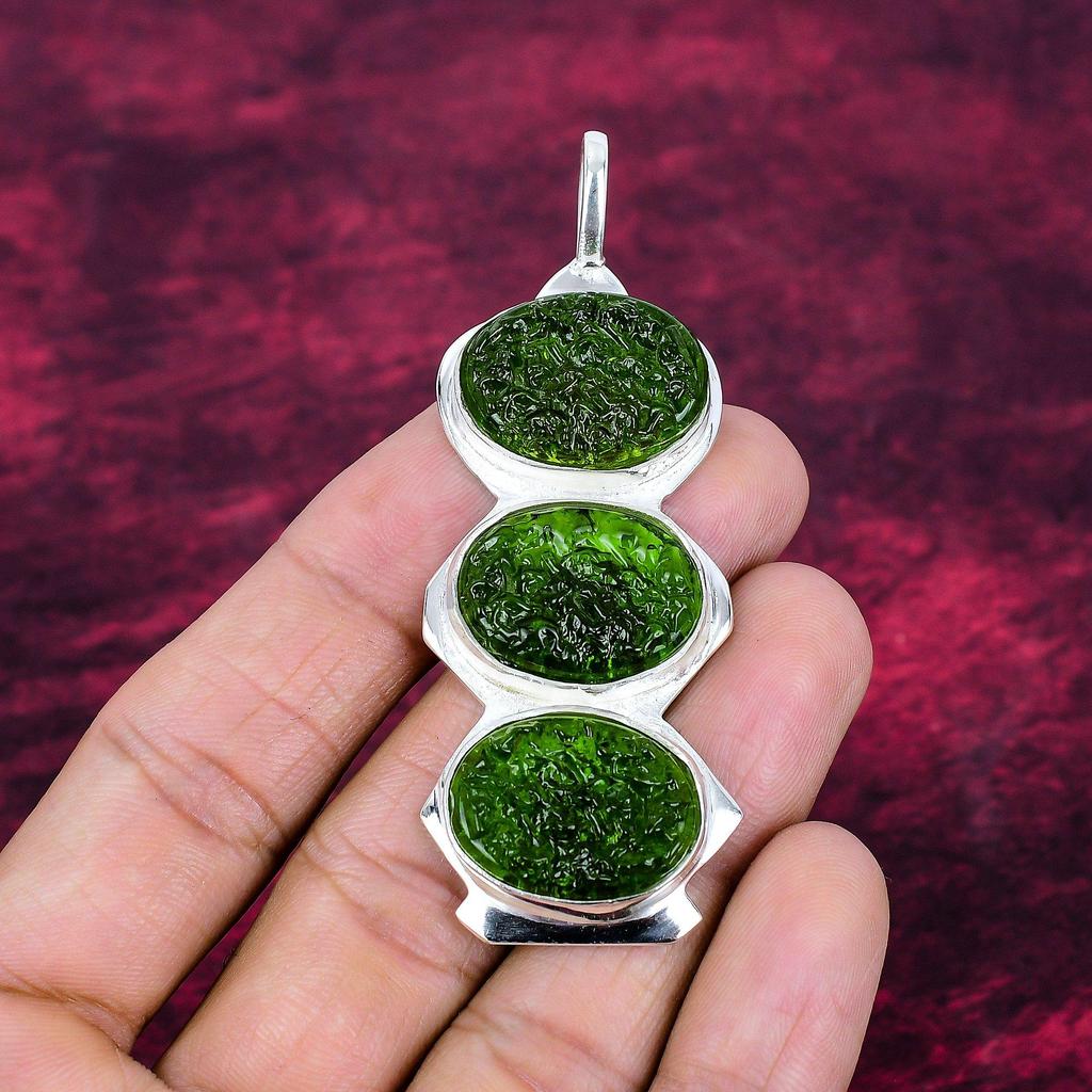 Moldavite Pendant, 925 Solid Sterling Silver Jewelry, Gemstone Pendant, Gift For Her Handmade Dainty Jewelry