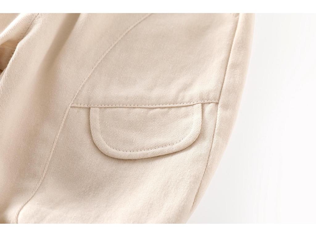 2025 Autumn Kids' Korean Style Fashion Solid Color Cargo Pants
