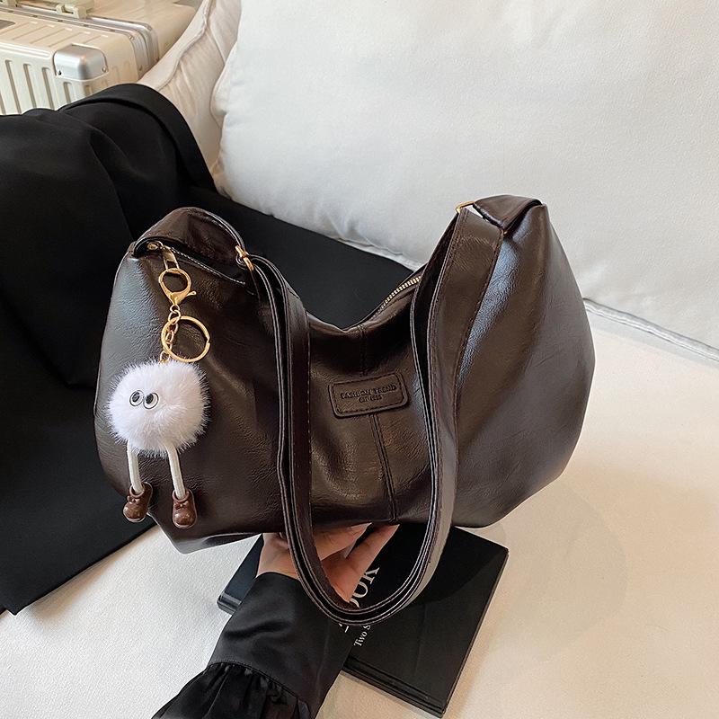 

2025 Осень/Зима Ретро Женская Модная Универсальная Сумка-Тоут на Плечо Without Charm кофейный