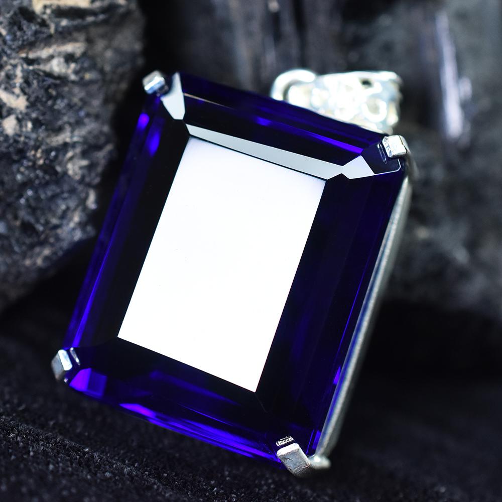 Emerald Blue Tanzanite 158 ct 925 Sterling Silver Pendant Lab-Created Gemstone Jewelry Gift