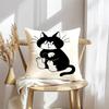 Katzenillustrationen Kissenbezug Weicher Plüsch Überwurf Kissenbezug Beidseitiger Dekorativer Kissenbezug Sofa Schlafzimmer Heimdekoration