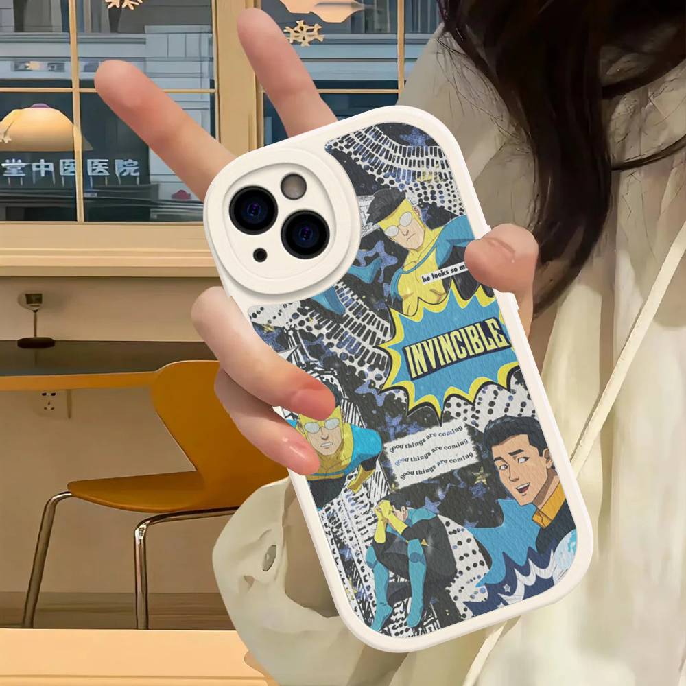 

Popular Superhero Series I-Invincible Phone Case For IPhone 16 15 14 13 12 11 Pro Max Plus 16E Soft Leather Cover iphone 11