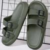 Men's Buckle Decor Slippers,Lightweight EVA Slides,Non-Slip Open Toe Shoes for Indoor Outdoor Beach House