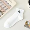 Spring and summer white socks women's embroidered short socks versatile short socks sports style women's socks student socks cotton socks thin