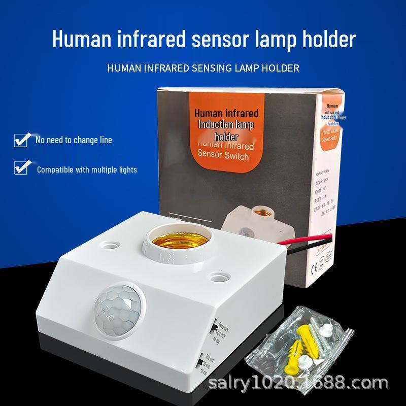 E27 LED Smart Lamp Holder with Voice, Sound, and Light Control for Hallways and Stairwells.