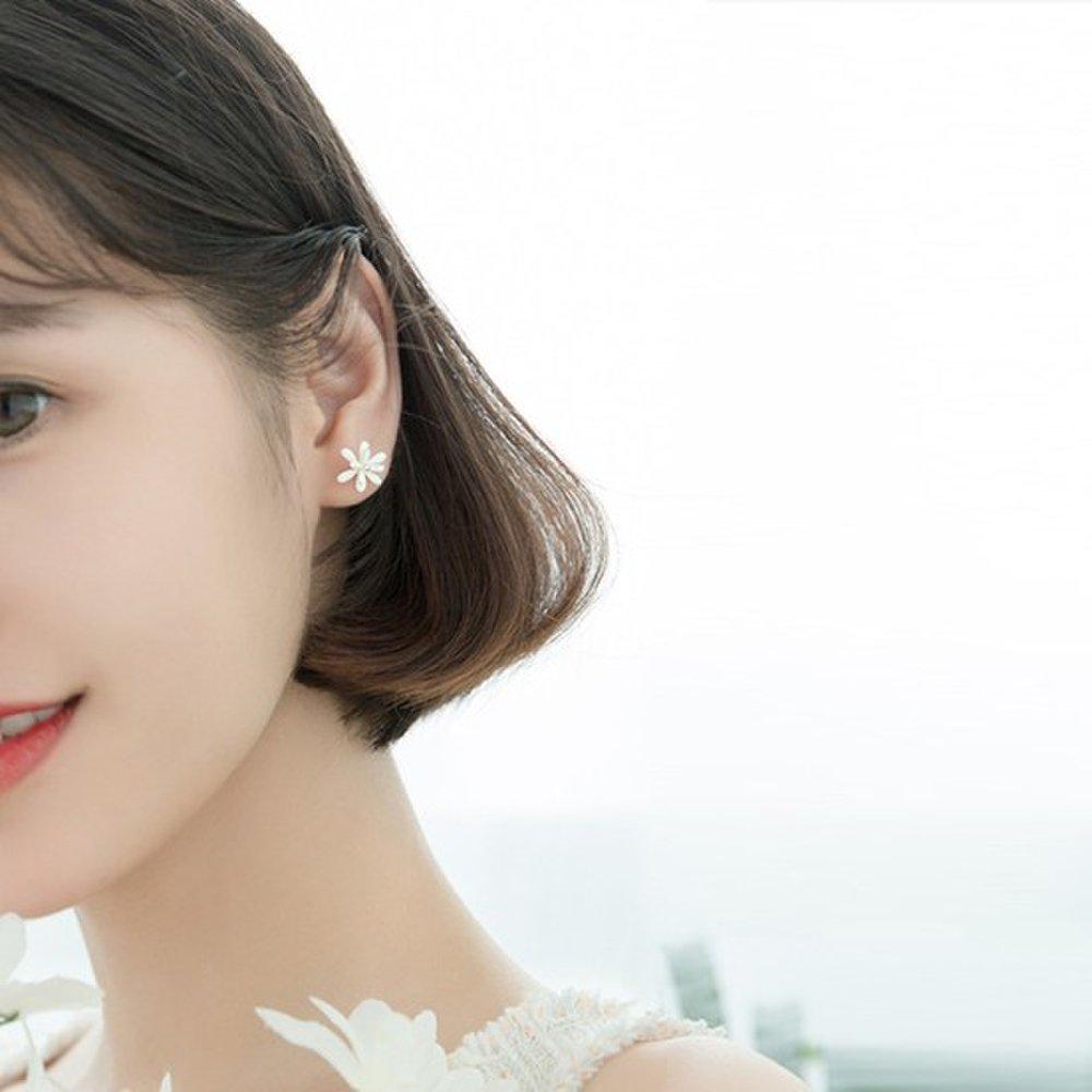 Hermosa:J E069 Silver 925 Silver Earrings Rose Gold Flower Earrings Daily Flower Earrings