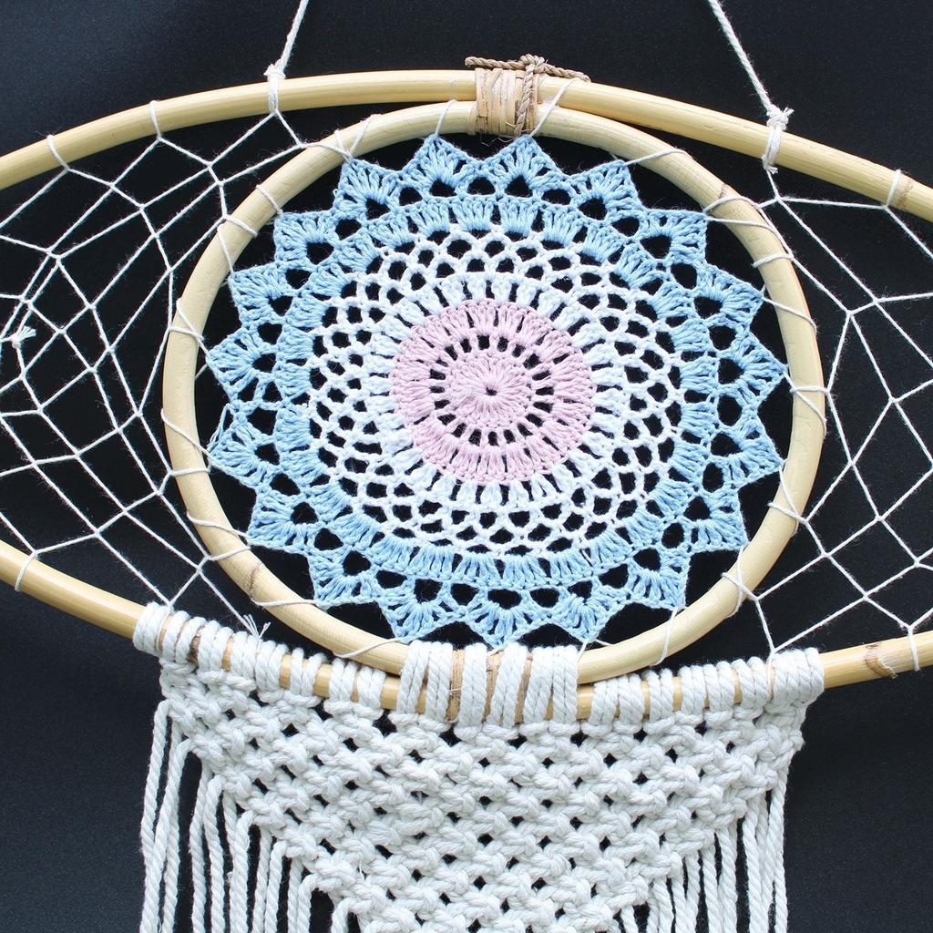 Dream Catcher Macrame Evil Eye Blue White Pink