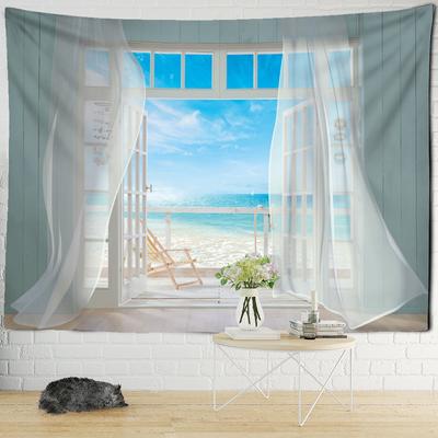 Landscape Beach Window Painting Tapestry Wall Hanging 3d Print Boho Tropical Hippie Tapiz Home Decor