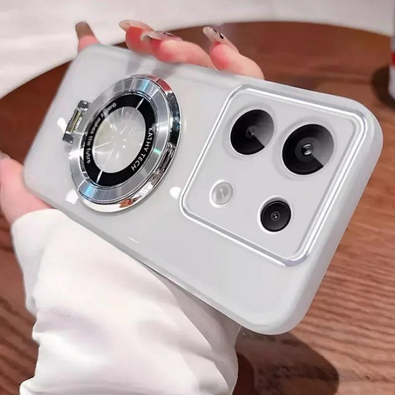 G 15 75 5G Gjennomsiktig Linsefilm Etui for Motorola Moto G15 G75 G85 G35 G45 G53 G84 Magnetisk Støtteholder Silikon Telefondeksel