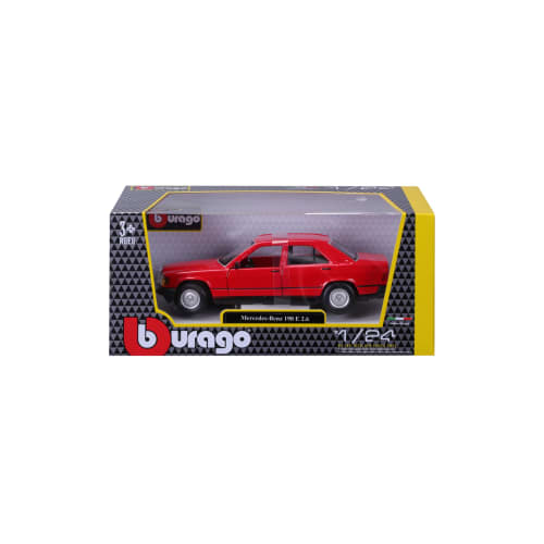 Bburago 1/24 Scale Mercedes-Benz 190E 2.6 1987 Red Diecast Model Car, Finished Product, 1:24 1987 Mercedes-Benz 190E 2.6 18-21103 RD