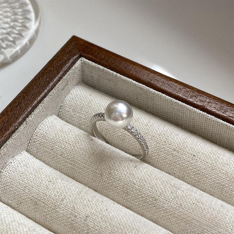 Foxanry Funkelnde Zirkon Perlenringe Für Damen Mädchen Französisch Elegant Minimalistisch Trendig Süß Romantisch Hochzeit Braut Schmuck Geschenke resizable gray