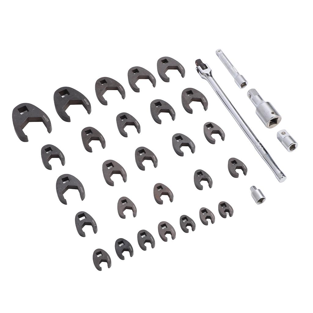 32Pcs 10 to 50mm Metric Tight Clearance Brake Line Wrench Set 3 8 1 2 3 4 Inch Drive Offset Open End Wrenches with