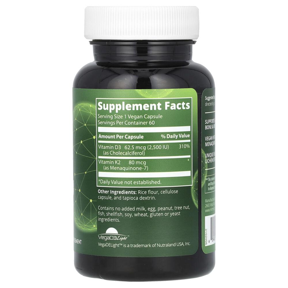 MRM Vegan Vitamin D3 & K2 Veggie Capsules, 60 Count