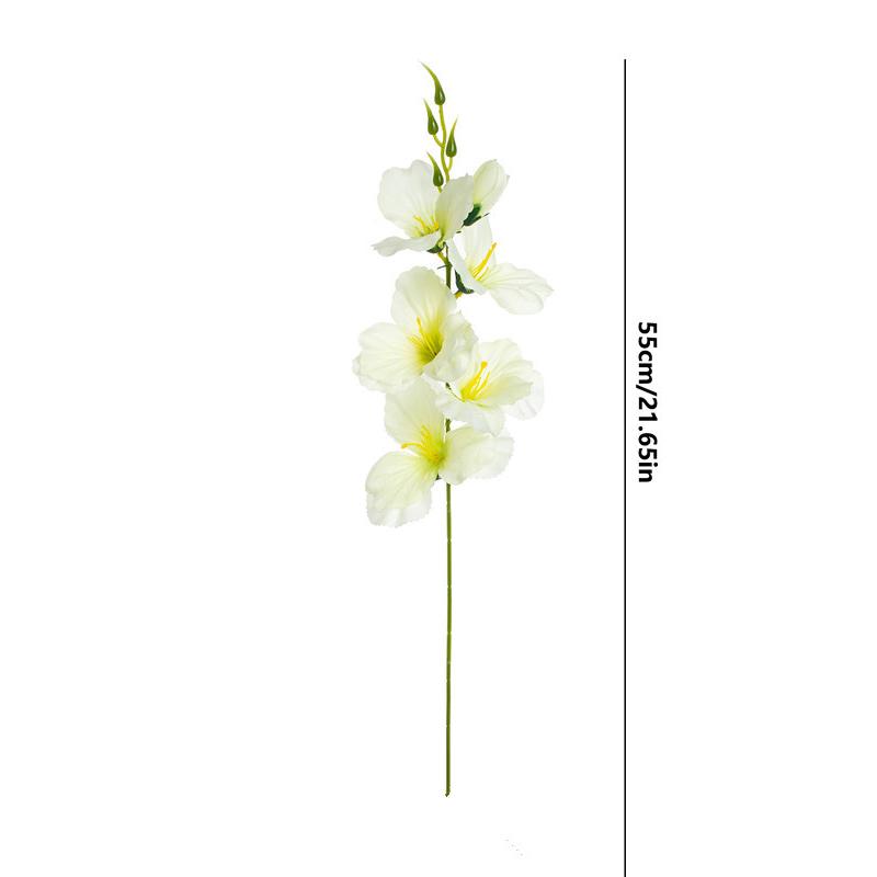 55CM White Silk Long Stem Artificial Moth Orchid Flowers for Vase Wedding Center Decorations Home Dining Table Party Decoration