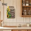 Rustic Sunflower Wall Art Mason Jar Shape Decoration, Wooden with Print, Decor Retro Hanging for Farmhouse Kitchen Living Room Bathroom Country Style