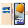 Coque pour samsung galaxy m23 5g protection rabat effet cuir anti-rayures doré
