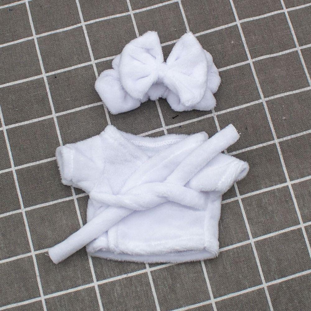 

with Headband Doll Pajamas Plush Doll Doll Sleep Clothes Cotton Doll Bathrobe 1/12 BJD White-10cm
