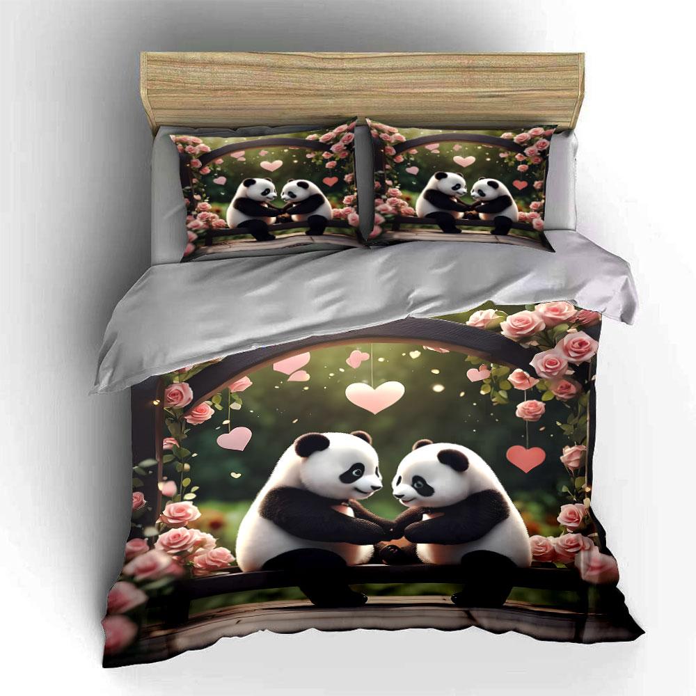 "Romantic Panda Paradise." Bedding Sets Duvet Covers Pillowcases(1* Duvet Cover 2* Pillowcases Without Duvet Insert)