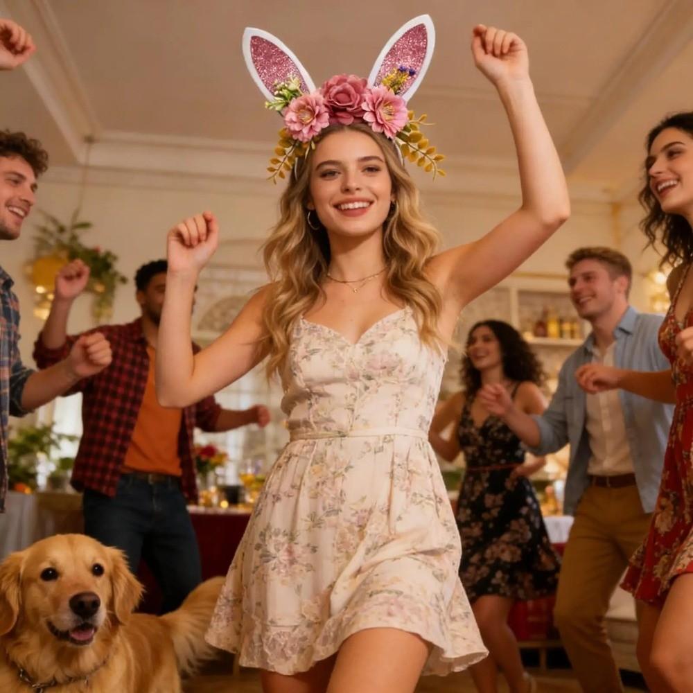 Colorful Bunny Ears Hair Hoop Floral Cosplay Headbands Exquisite Rabbit Ears Headbands  Children