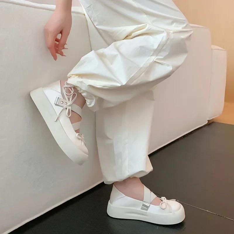 Bow Flats Platform Mary Jane Women Shoes Comfort Sneaker New Trend Dress Designer Walking Outdoor Shoes Women Luxury Footwear
