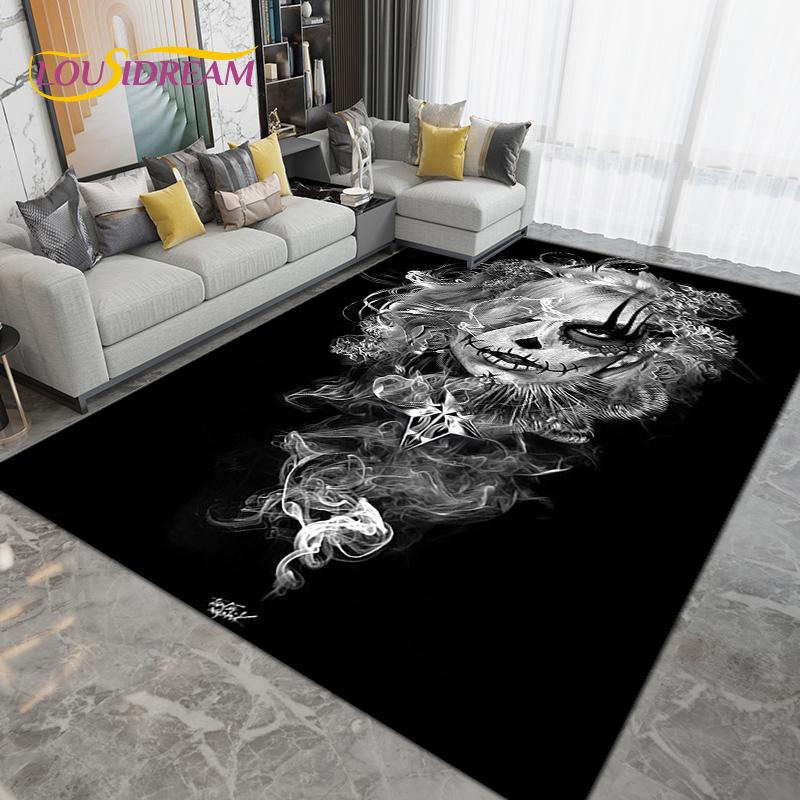 Cartoon Skull Girl Area Rug Large,Carpet Rug for Living Room Bedroom Sofa Decoration,Doormat Kitchen Bathroom Non-slip Floor Mat