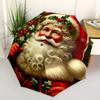 Weihnachtsmann, Weihnachtsthema 8 Rippen Hand-Automatik-Regenschirm, Kompaktes und tragbares Design, Ein perfektes Geschenk für Geburtstag, Weihnachten oder