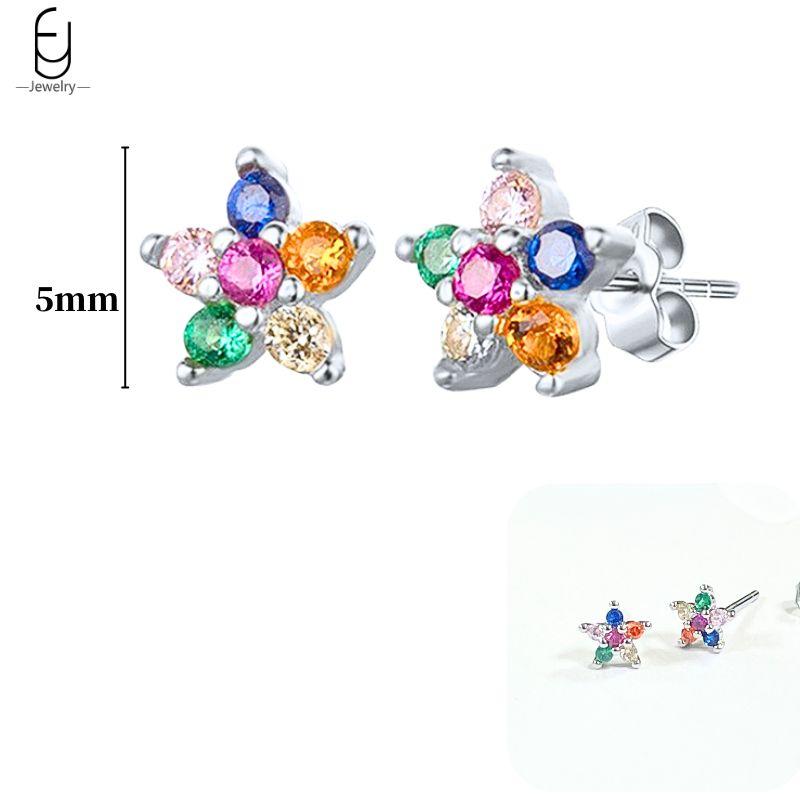 925 Silver Ear Buckles Fashion Hoop Earrings Colorful Crystal Pendants Gold Earring Premium Luxury Women's Jewelry Gift