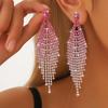 Ladies Light Luxury Rhombus Long Tassel Shines Crystal Ear Drop