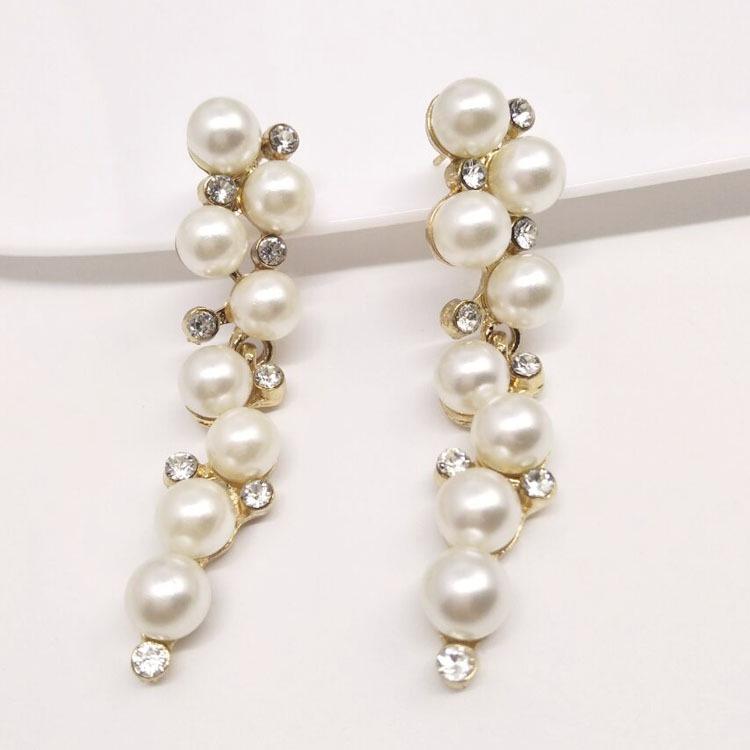Korean Style Pearl Rhinestone Stud Earrings - Elegant  Versatile