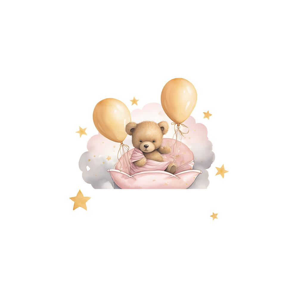 Dreamy Goodnight Bear with Balloons Switch Plate Sticker Removable Self-Adhesive Decal for Living Room Hallway Home Decor