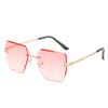 Box Trimmed Sunglasses Metal Rimless Glasses Frame Trendy Uv Protection Sunglasses Women