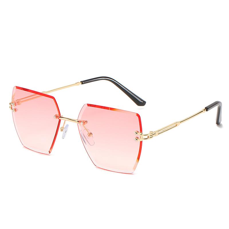 Box Trimmed Sunglasses Metal Rimless Glasses Frame Trendy Uv Protection Sunglasses Women