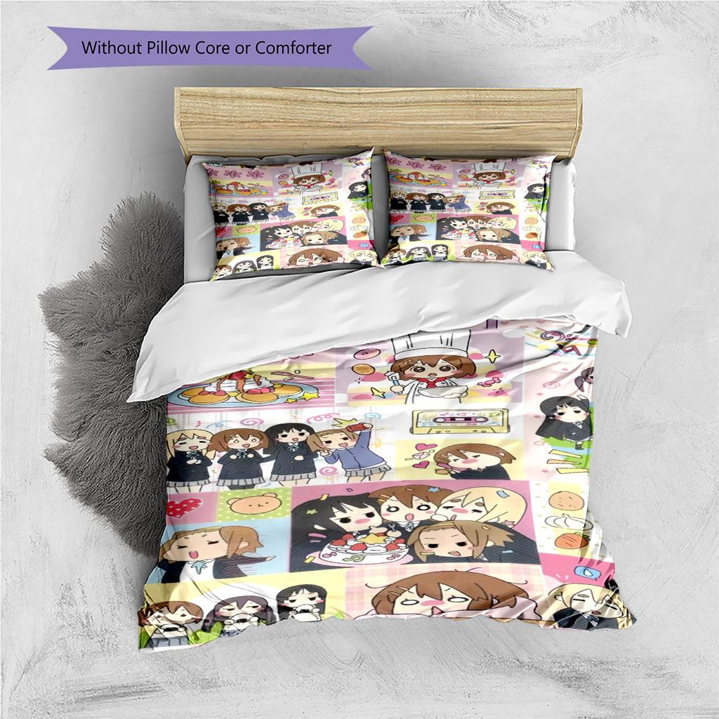 Anime Pattern Bedding Quilt Set Quilt Cover Pillowcase Home Decoration Birthday Gift (1 * Duvet Cover + 2 * Pillowcase, Without Core)