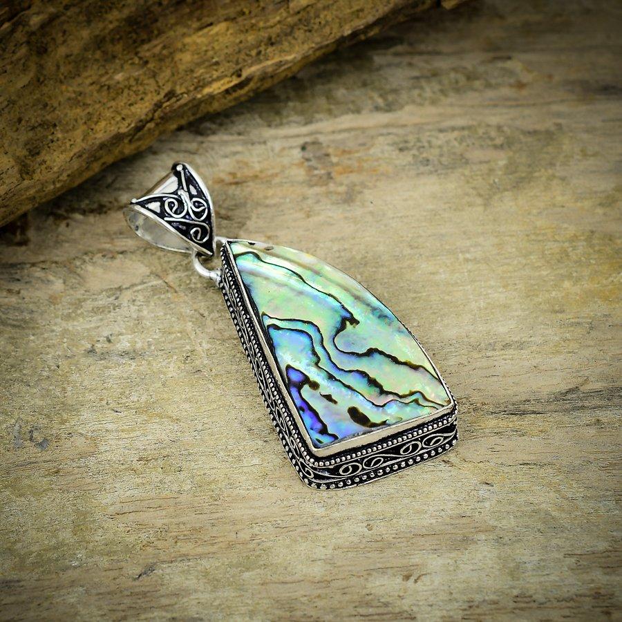 

Abalone Shell Gemstone Handmade 925 Sterling Silver Jewelry Pendant 2.17 M-1