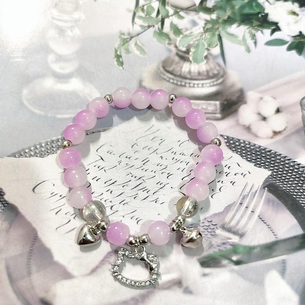 New Women's Mori Style Butterfly Glass Bracelet with Colorful Crackle Beads