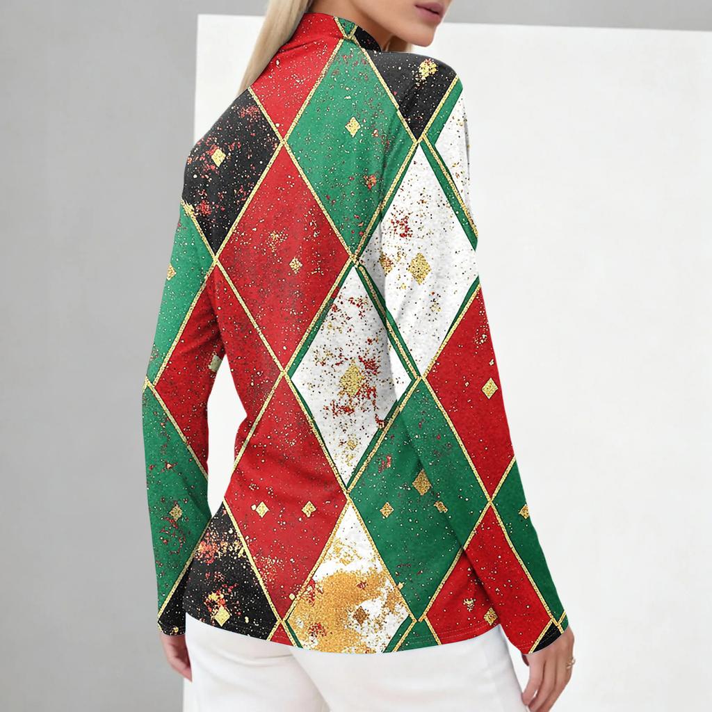 Cămăși de toamnă casual cu mânecă lungă Hanorac cu imprimeu vintage Pulover cu gât înalt