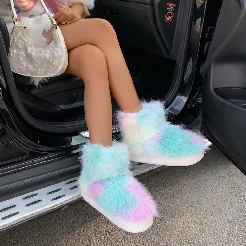 New Fluffy Boots Children's Winter Warm Plush Low Boots Cute Versatile Snow Boots