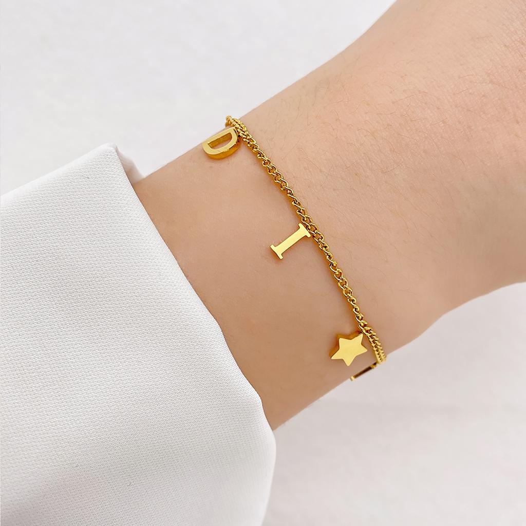 Korea Fashion Letter Star Pendant Bracelet Woman Simple Vintage New Style Creative Bracelet Luxury Zircon Accessories Gifts