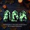 Ghost Witch Black Cat Decor Halloween Wooden Screen Ornaments, Glow in The Dark Gothic Arch No Assembly Ornaments Decor, Atmosphere Supplies for Home